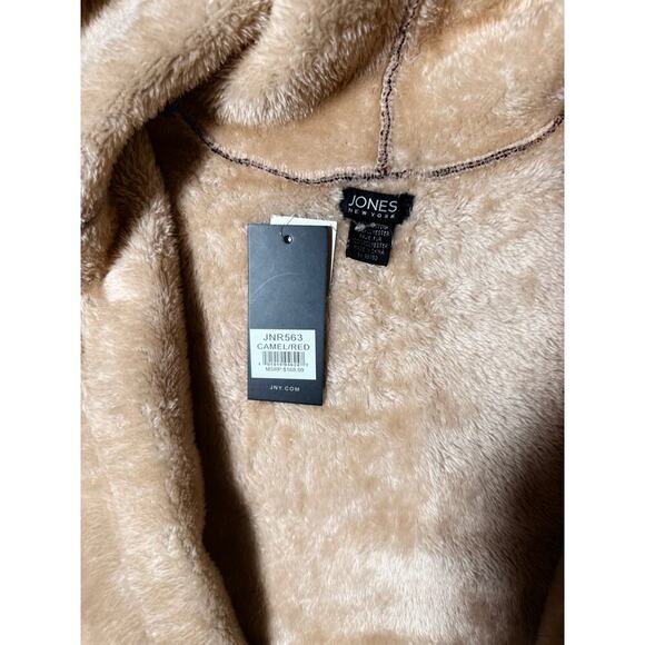 Jones New York Faux Fur Plaid Fringe Wrap Cape – Camel/Red – NWT - Picture 5 of 6